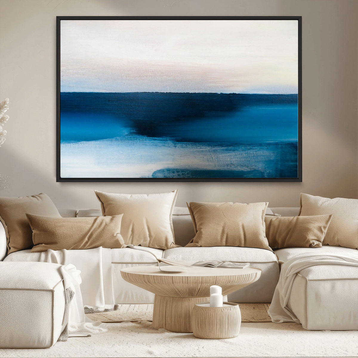 Dark Blue Abstract Wall Art Canvas Print