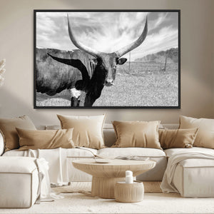 Cattle Wall Art Longhorn Cow Canvas Print