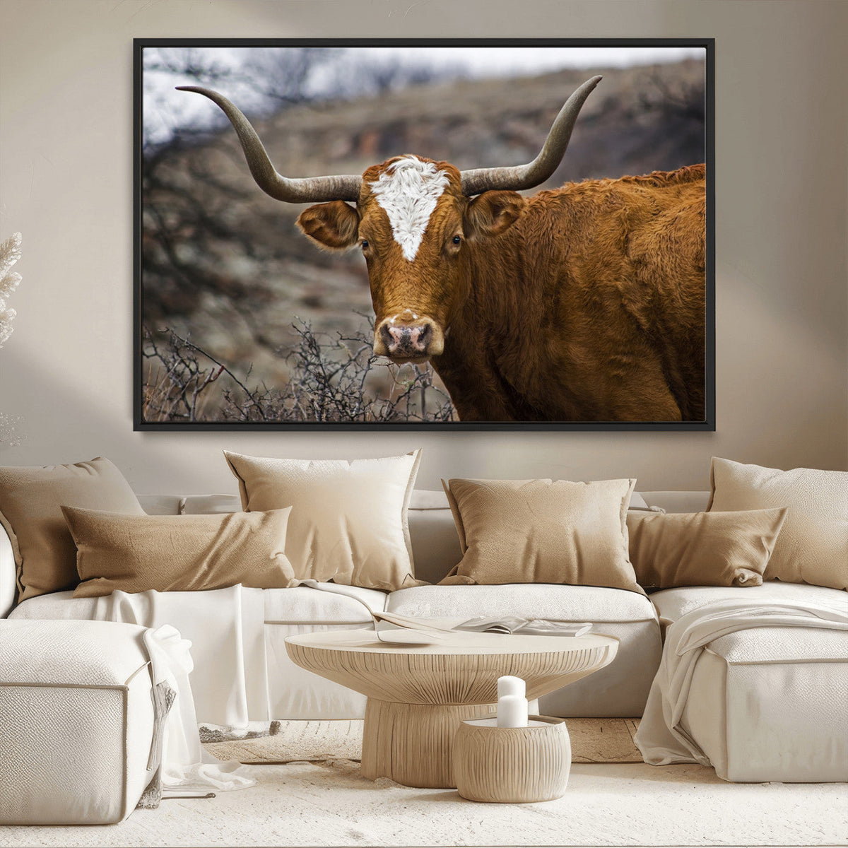 Texas Longhorn Canvas Wall Art - Longhorn Steer Canvas Wall