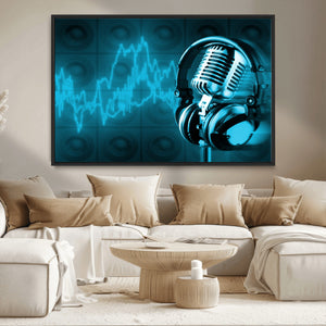 Music and Microphone Wall Art Canvas Print