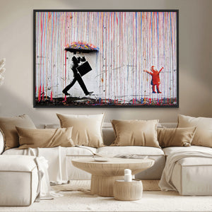 Banksy Wall Art Canvas Print, Framed Graffiti Art Picture