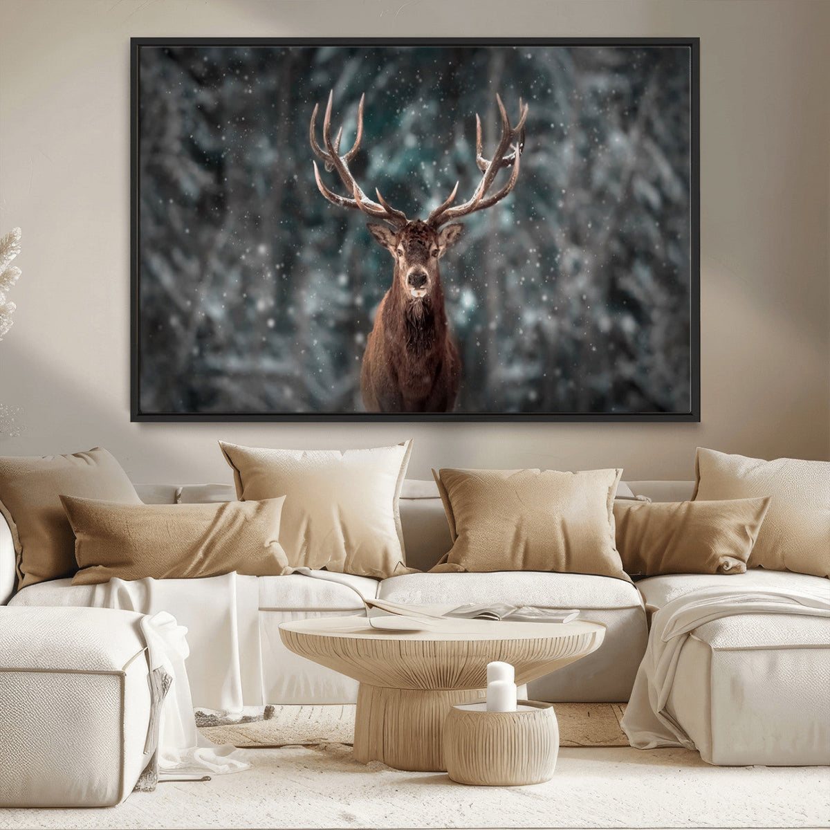 Wall Art Deer Art Animal Canvas, Framed Wall Art Deer Canvas