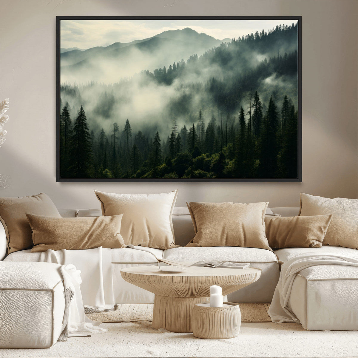 Captivating Misty Forest Wall Art Premium Canvas Print a