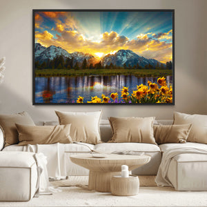 Grand Teton Park Sunrise Wall Art – Vibrant Landscape Canvas