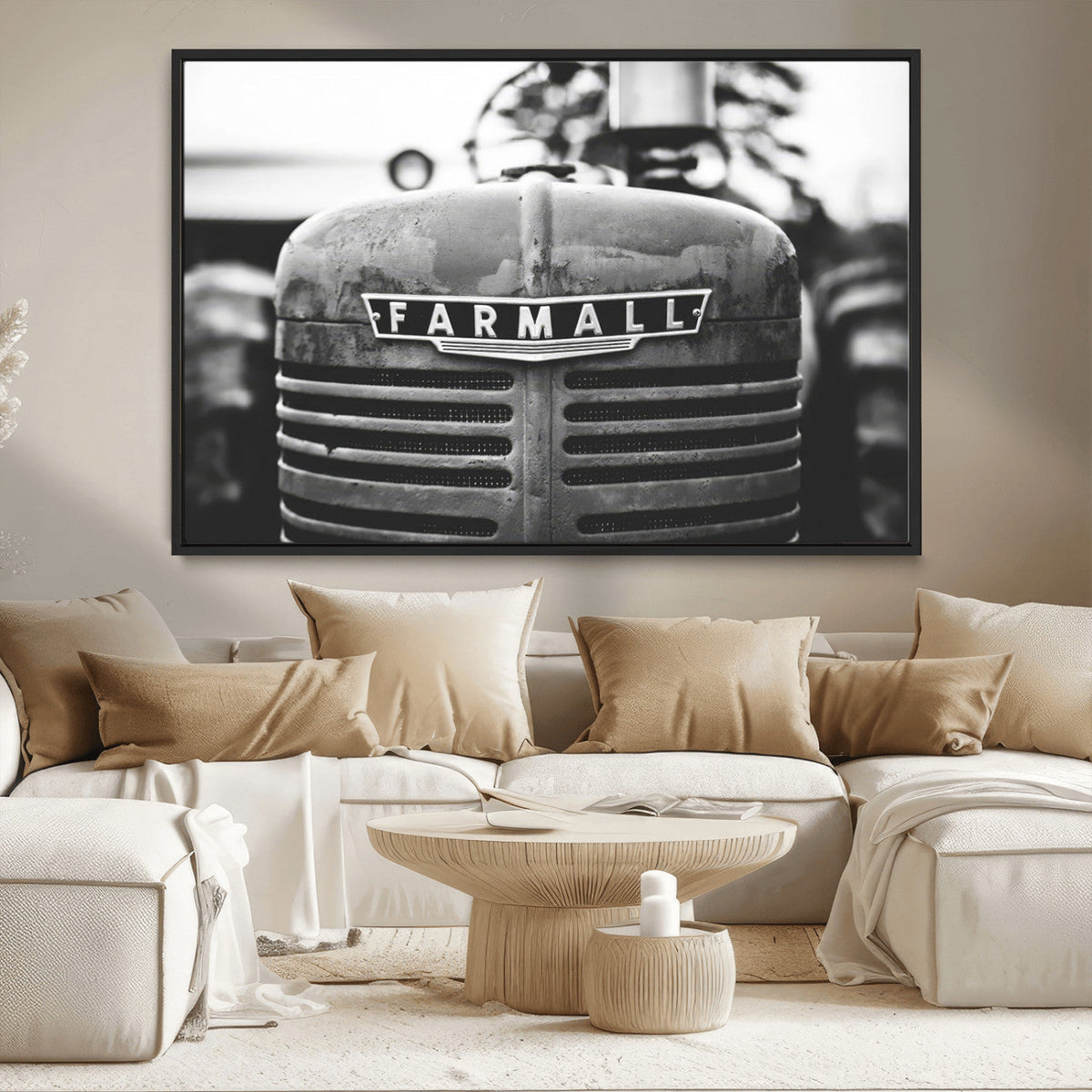 Vintage Farmall Tractor Wall Art Canvas Print, Rustic