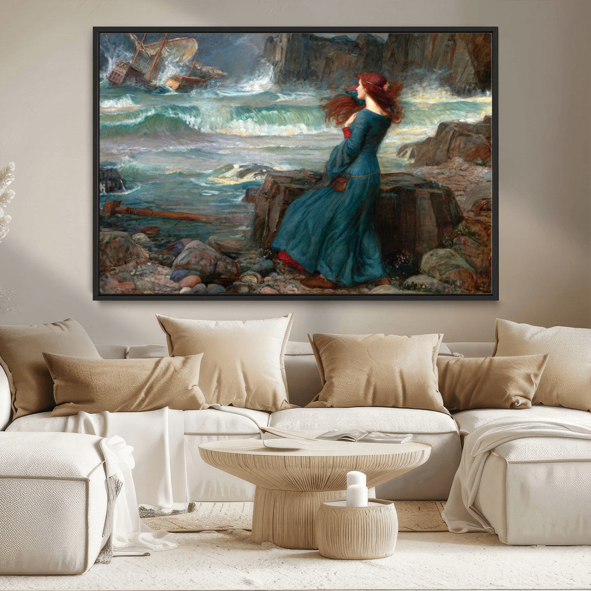 Miranda by the Shore Wall Art Canvas Print – Tempest Scene