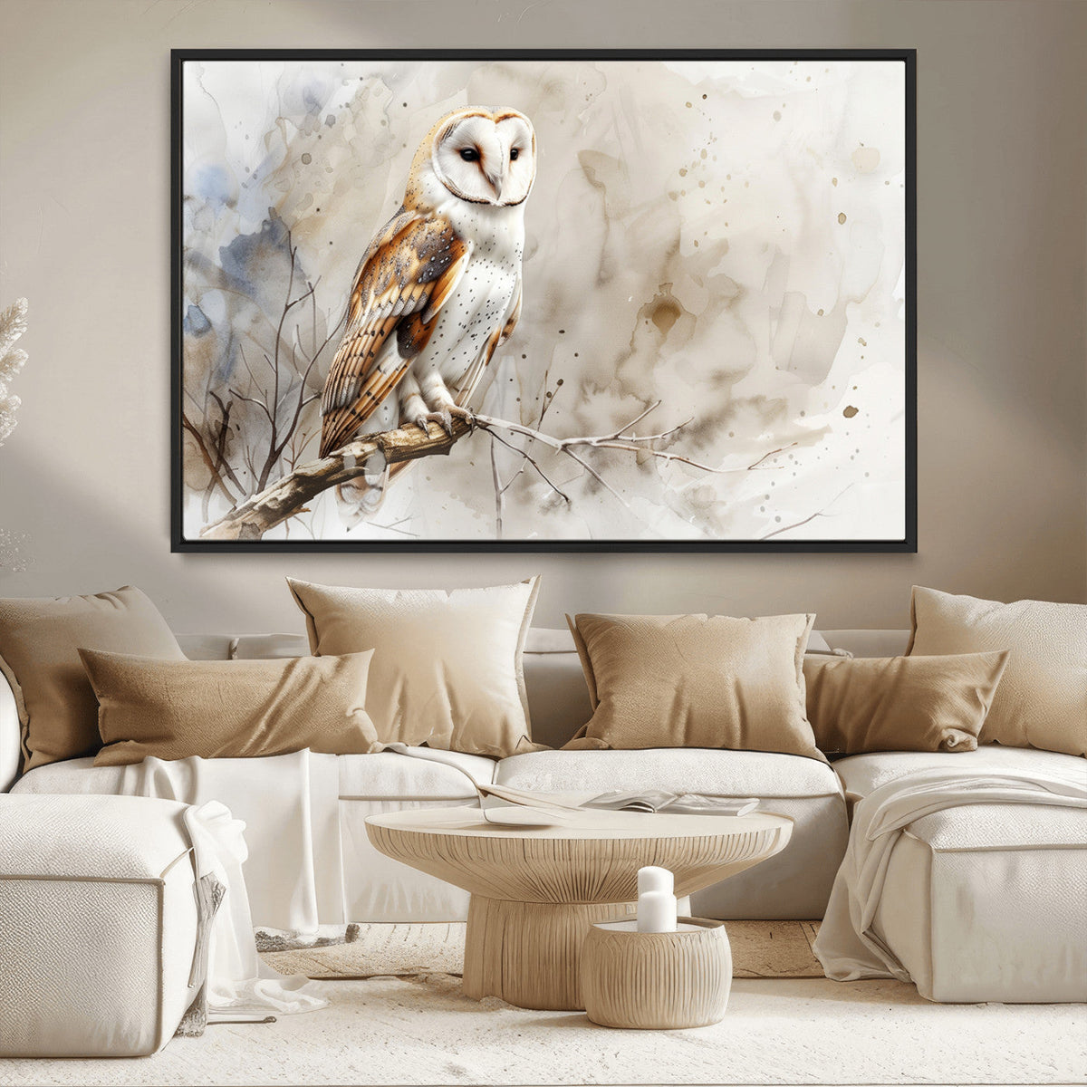 Barn Owl Wall Art | Watercolor Canvas Print | Perfect for