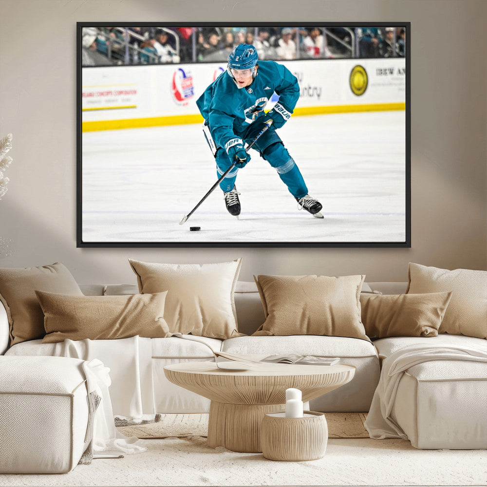 San Jose Sharks Ice Hockey Player Wall Art Canvas Print