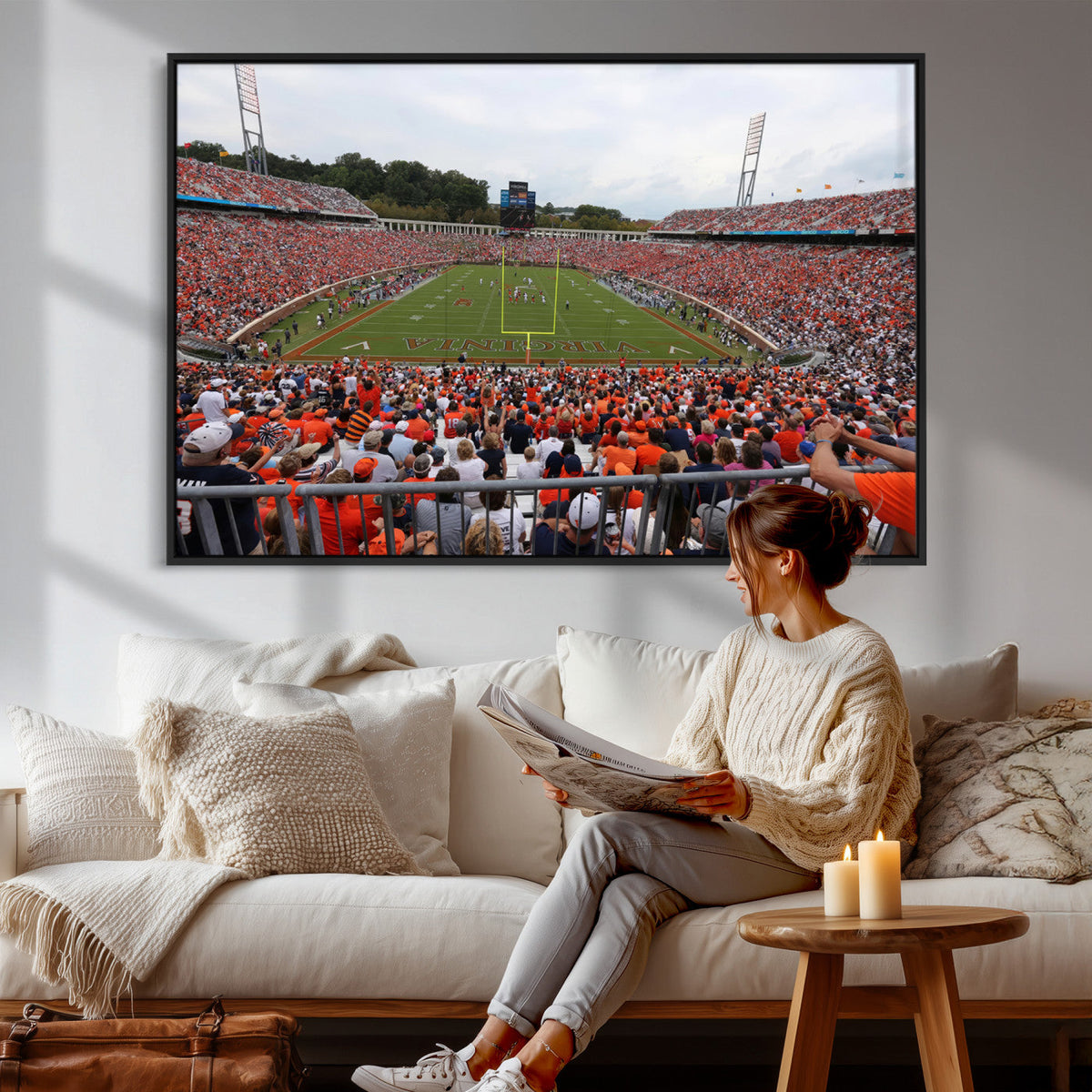 Virginia Cavaliers Football Team Print - Charlottesville Scott Stadium Print Wall Art Canvas