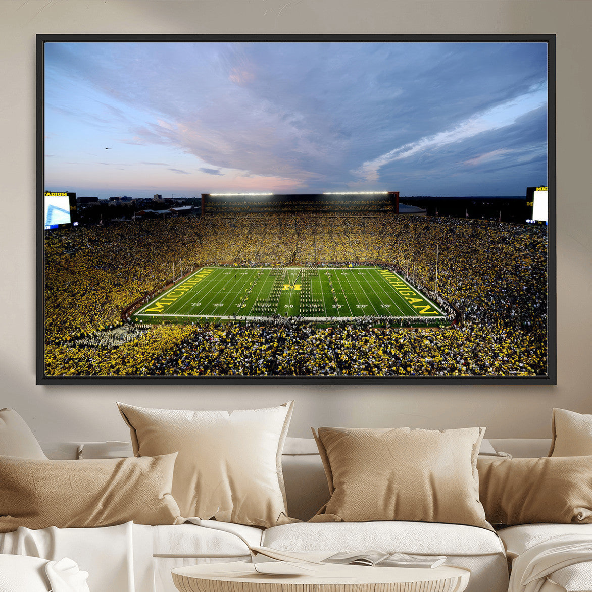 Michigan Stadium Wall Art Canvas Print, Vibrant Game Day