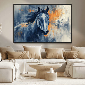 Abstract Blue Horse Wall Art Print Canvas | Horse Wall Art