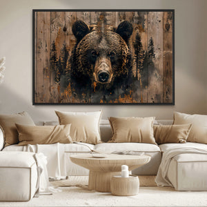 Rustic Grizzly 399 Wall Art | Triptych Canvas Print | Rustic