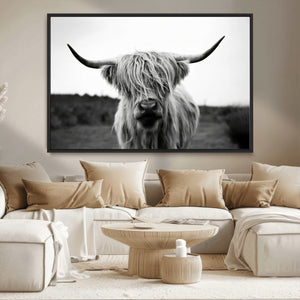 Highland Cow Wall Art | Black and White Farmhouse Decor |