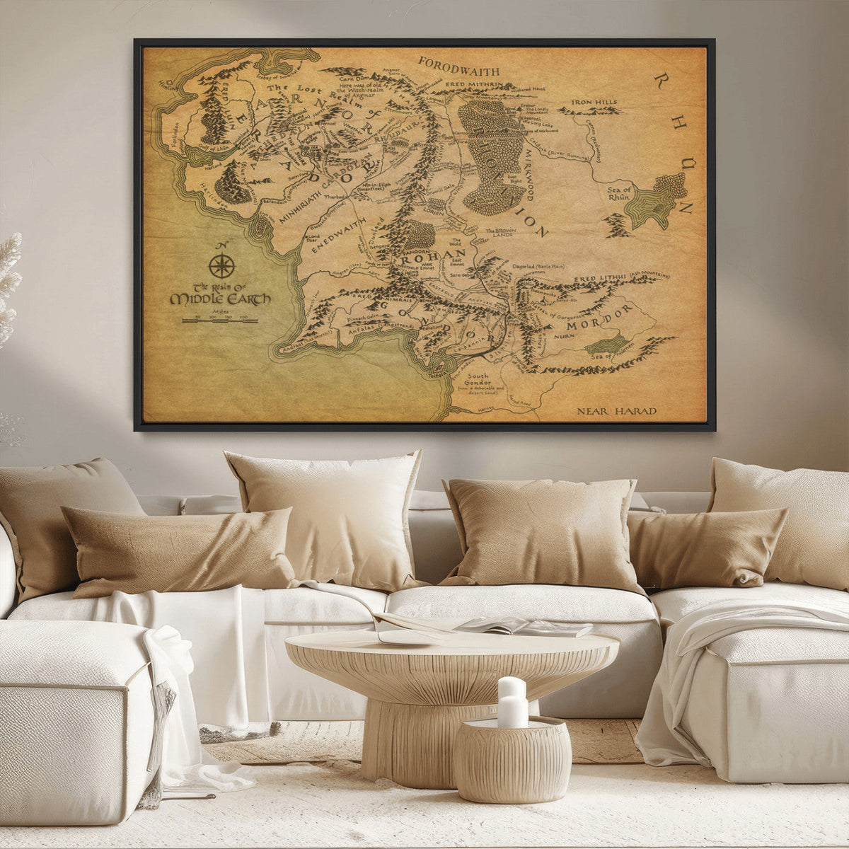 Middle Earth Map Canvas Wall Art – Vintage Fantasy Map