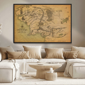 Middle Earth Map Canvas Wall Art – Vintage Fantasy Map