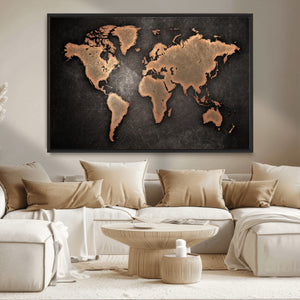 World Map Canvas Print – Framed Travel Map Wall Art for