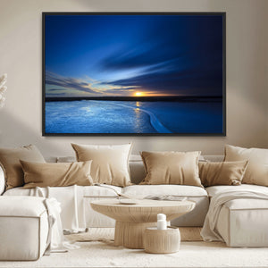 Blue Sunset Ocean Canvas Wall Art Print – Serene Coastal