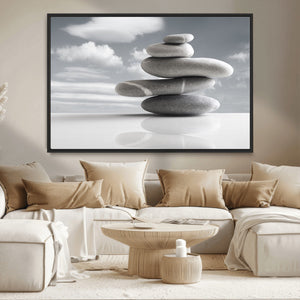 Still Life Black and White Zen Stones Wall Art Canvas,