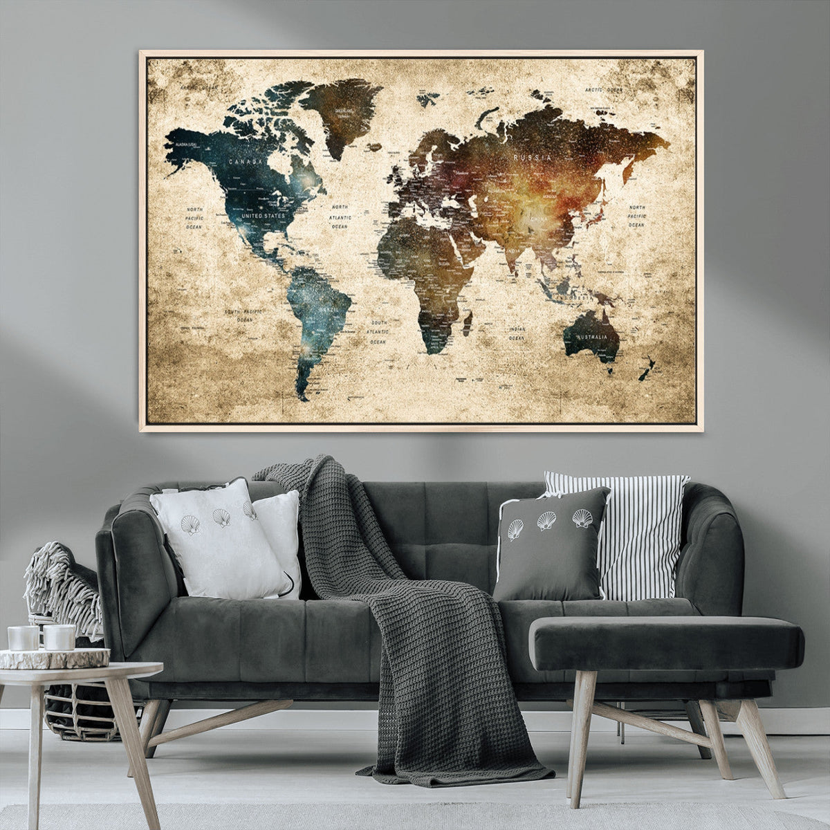 World Map Canvas Print – Detailed Map of the World Wall Art