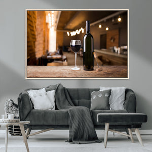 Wine and Bottle Wall Art Canvas Print
