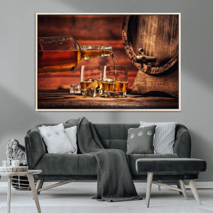 Whiskey and Cigar Canvas Wall Art | 3 Panel Bar Room Decor