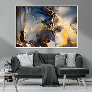 Large Abstract Wall Art Print -  Gold and Blue Abstract