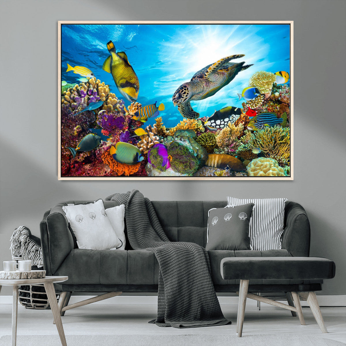 Aquatic Life Sea Turtles Fish Wall Art Canvas Print