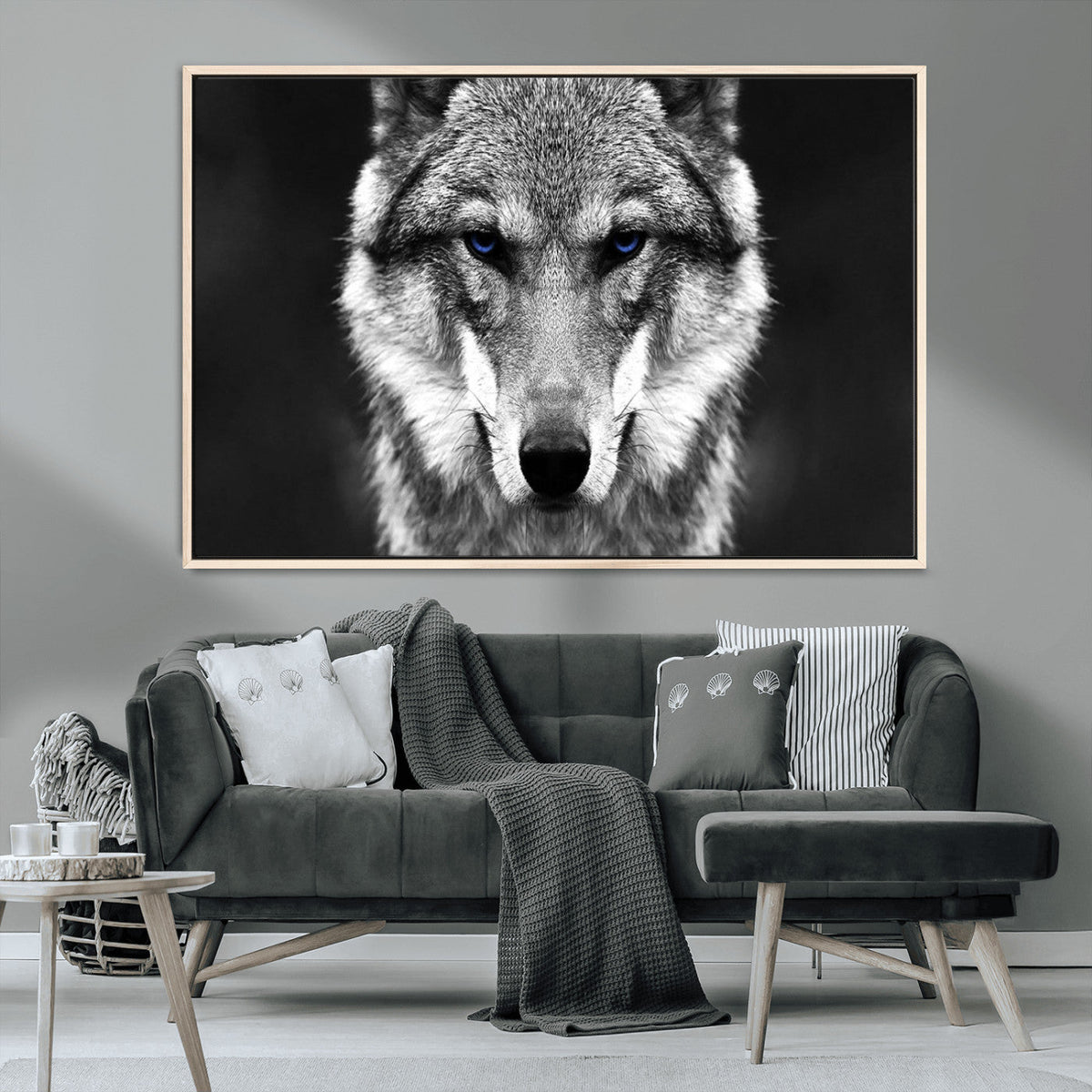 Black and White Wild Wolf Wall Art Canvas Print