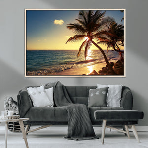 Sunset Palm Trees Wall Art Canvas Print