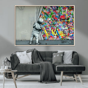 Banksy Colorful Street Graffiti Canvas Wall Art Print,