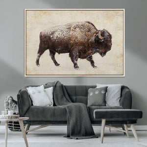 Buffalo Wall Art, Western Bison Canvas Print, Rustic Buffalo