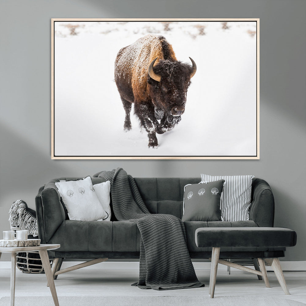 Bison Winter Wall Art Canvas Print For Farmhouse Decor