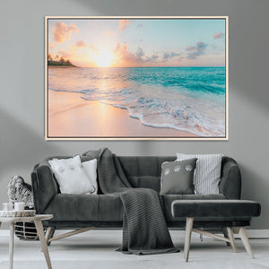 Beach Wall Art - Stunning Ocean Sunset Canvas Print with