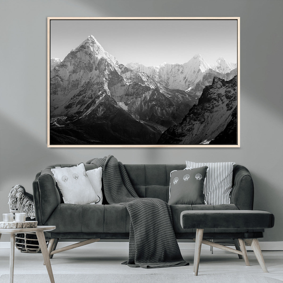Everest Himalaya Mountain Peaks Black & White Triptych