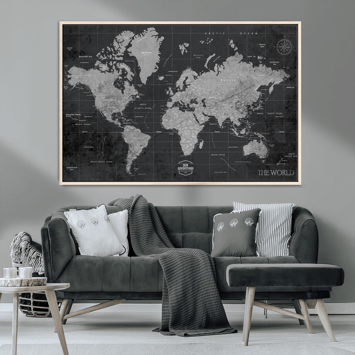 World Map Canvas Print – Detailed Map of the World Wall Art