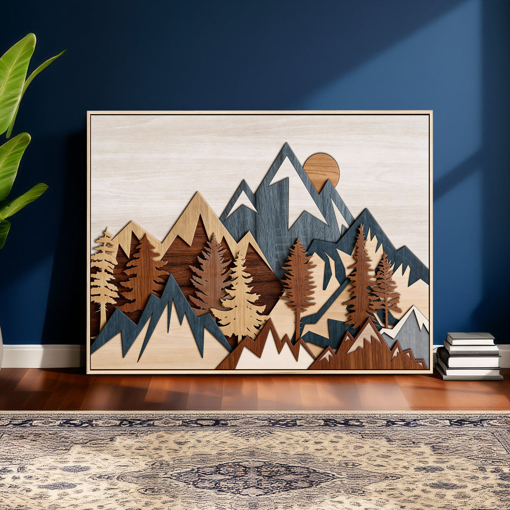 Woodland Mountain Landscape Triptych, Giclee Canvas Art for