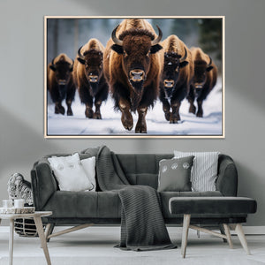 Buffalo Wall Art Canvas Print, American Bison Herd Wall Art
