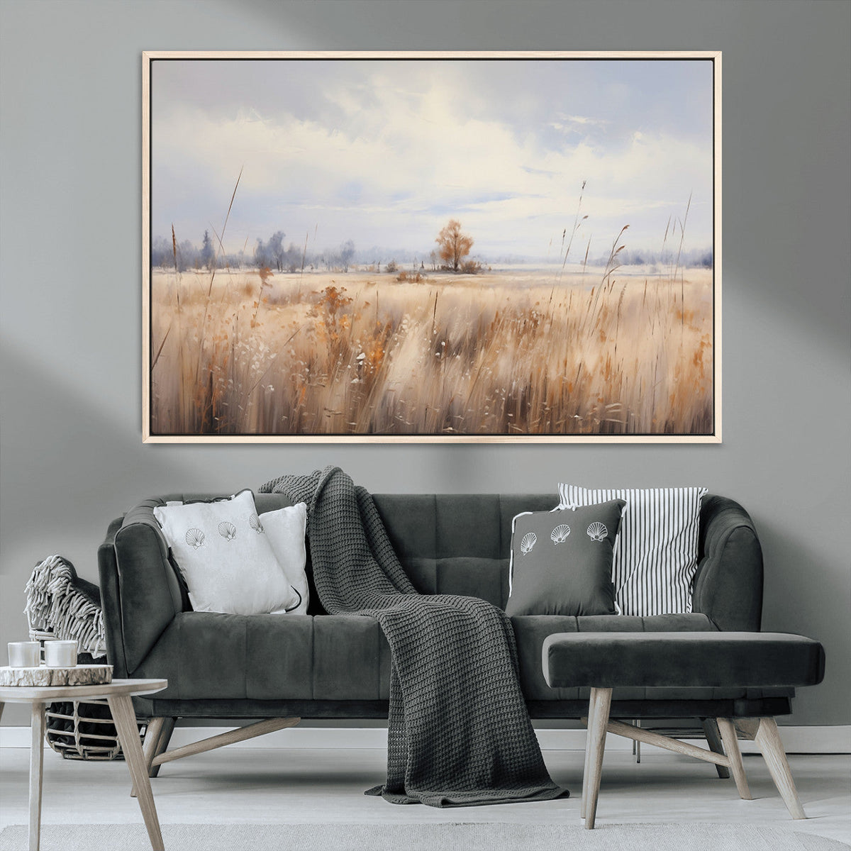 Golden Fields Wall Art Print Canvas – Serene Landscape of