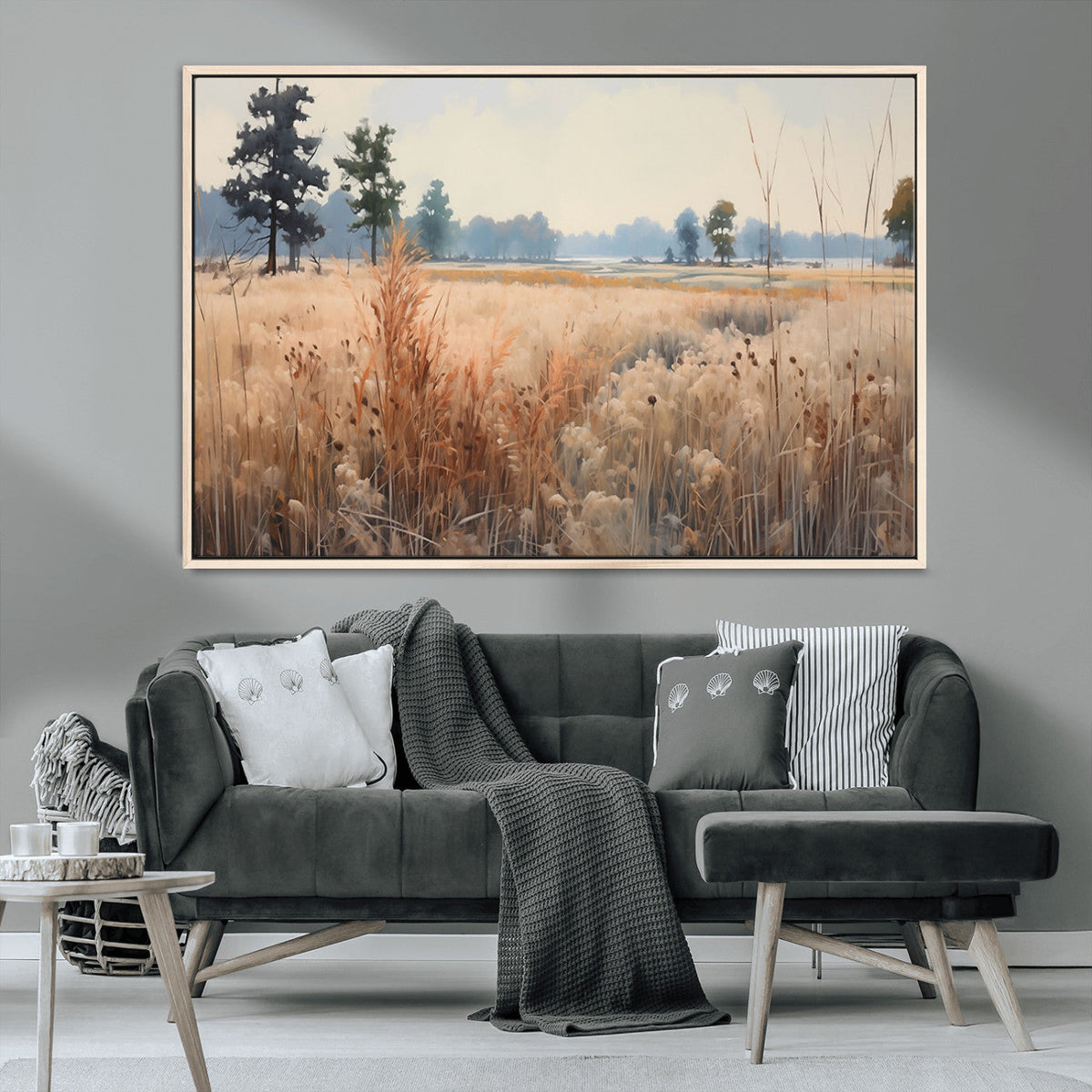 Golden Fields Canvas Wall Art Print – Serene Landscape of