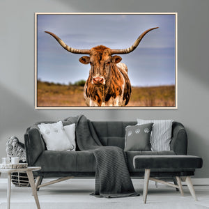 Texas Longhorn Wall Art Print, Framed Longhorn Cow Wall Art