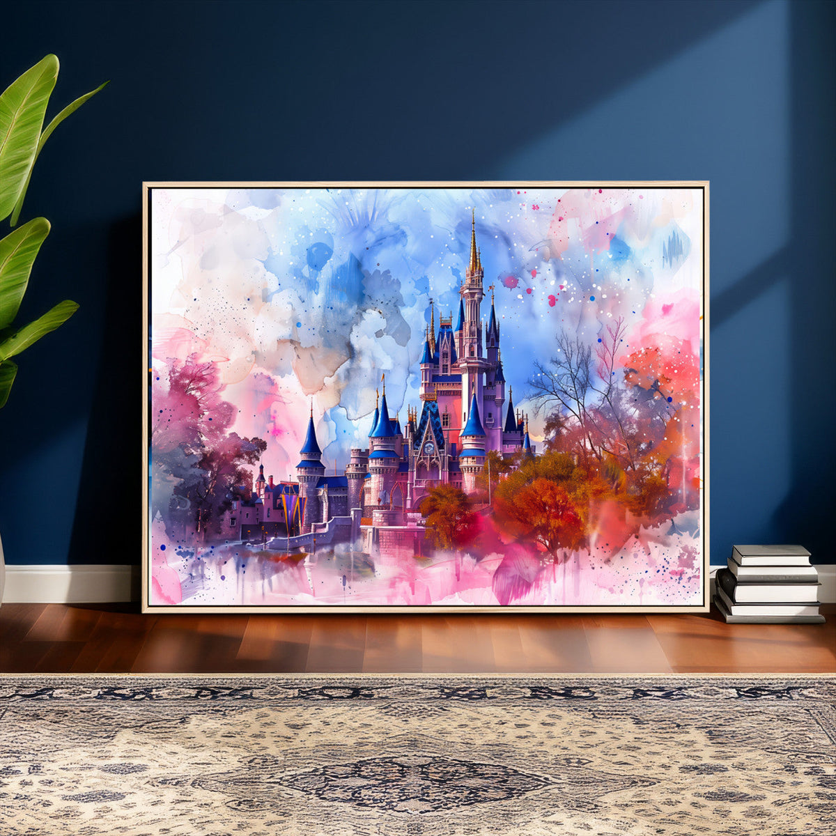 Disney Wall Art: Dreamy Watercolor Cinderella Castle Canvas