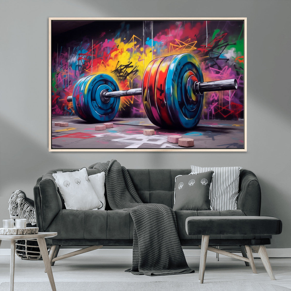 Abstract Graffiti Barbell Canvas Wall Art – Urban Fitness