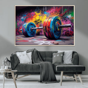 Abstract Graffiti Barbell Canvas Wall Art – Urban Fitness