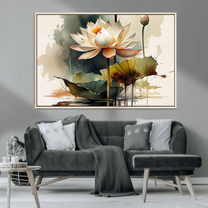 Lotus Flower Watercolor Canvas Print – A Symbol of Serenity