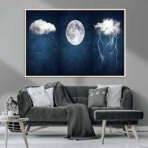 Dark Blue Cloud Art, 3 Piece Indigo Blue Wall Art, Aesthetic