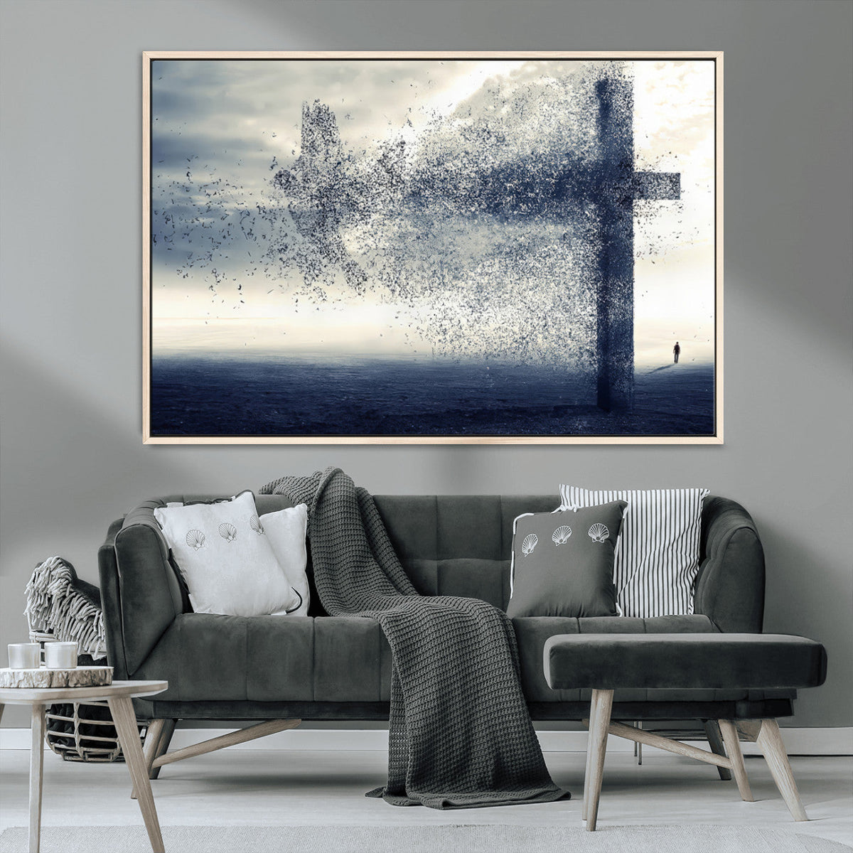 Jesus and the Fading Cross Wall Art Print – Symbol of Faith,