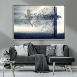 Jesus and the Fading Cross Wall Art Print – Symbol of Faith,