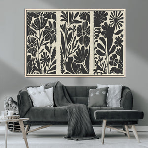 Modern Botanical Wall Art - Floral Black and White Canvas