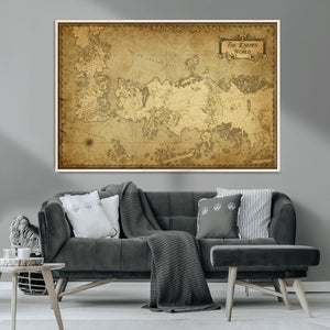 Vintage Game of Thrones Map Wall Art | Westeros and Essos