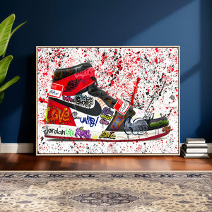 Jordan Shoes Graffiti Wall Art Canvas Print- Jordan Graffiti